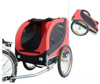 Pawhut Fahrradanhänger für Hunde mit Universalkupplung 130x73x90cm rot/schwarz