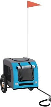 vidaXL Fahrradanhänger für Haustiere Blau und Grau Oxford-Gewebe und Eisen (93827)
