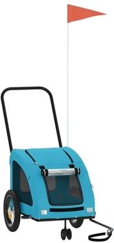 vidaXL Fahrradanhänger für Haustiere Blau Oxford-Gewebe und Eisen (93974)