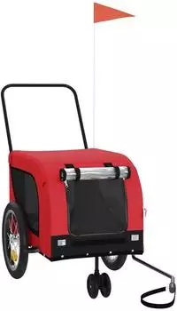 vidaXL Fahrradanhänger für Haustiere Rot und Schwarz Oxford-Gewebe & Eisen (94020)