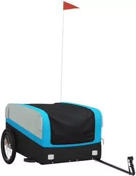 vidaXL Fahrradanhänger Schwarz und Blau 45 kg Eisen (94051)