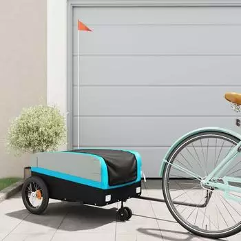 vidaXL Fahrradanhänger Schwarz und Blau 30 kg Eisen (94058)