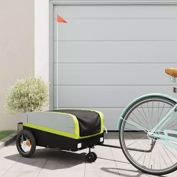 vidaXL Fahrradanhänger Schwarz und Grün 30 kg Eisen (94060)