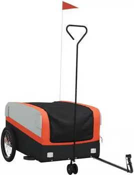 vidaXL Fahrradanhänger Schwarz und Orange 45 kg Eisen (94061)