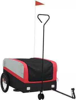 vidaXL Fahrradanhänger Schwarz und Rot 45 kg Eisen (94062)