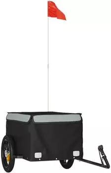 vidaXL Fahrradanhänger Schwarz und Grau 30 kg Eisen (94077)