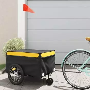 vidaXL Fahrradanhänger Schwarz und Gelb 45 kg Eisen (94106)