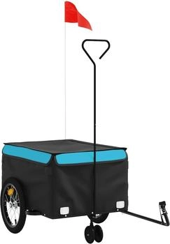 vidaXL Fahrradanhänger Schwarz und Blau 45 kg Eisen (94107)