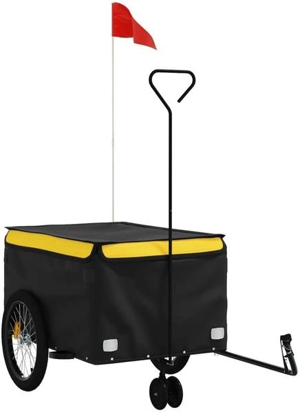 VidaXL Fahrradanhänger Lastenanhänger – 45 Kg Tragkraft, Mit Deichsel & Sicherheitsflagge, Schwarz