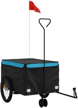 vidaXL Fahrradanhänger Schwarz und Blau 45 kg Eisen (94114)