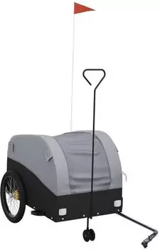 vidaXL Fahrradanhänger Schwarz und Grau 45 kg Eisen (94154)