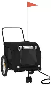 vidaXL Fahrradanh&auml;nger f&uuml;r Hunde Schwarz Oxford-Gewebe und Eisen (94031)