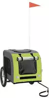 vidaXL Fahrradanh&auml;nger Hunde Gr&uuml;n und Grau Oxford-Gewebe & Eisen