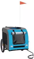 vidaXL Fahrradanh&auml;nger Hunde Blau und Grau Oxford-Gewebe & Eisen