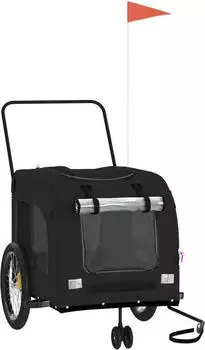 vidaXL Hunde 68x134cm Fahrradanhänger schwarz (93863)