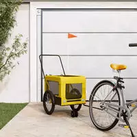 vidaXL Fahrradanh&auml;nger Hunde Gelb und Schwarz Oxford-Gewebe & Eisen