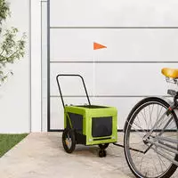 vidaXL Fahrradanh&auml;nger Hunde Gr&uuml;n und Schwarz Oxford-Gewebe & Eisen