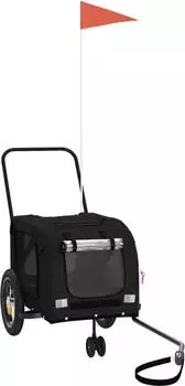 vidaXL Hunde 122x52cm Fahrradanhänger schwarz (93891)