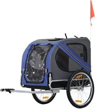 Pawhut Fahrradanhänger für Hunde 130x73x90cm blau (D00-098BU)