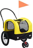 vidaXL 2-in-1 Fahrradanh&auml;nger f&uuml;r Hunde und Buggy Gelb und Schwarz