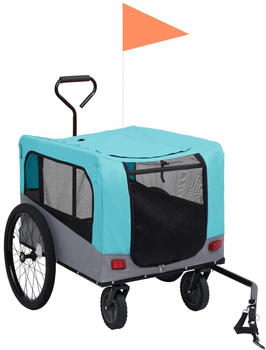 vidaXL Tier-Fahrradanhänger 63,5x131x107cm blau/grau vidaXL Tier-Fahrradanhänger 63,5x131x107cm blau/grau
