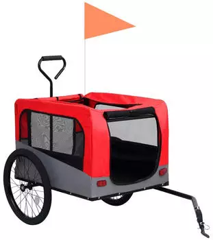 vidaXL Tier-Fahrradanhänger 63,5x131x107cm rot/grau