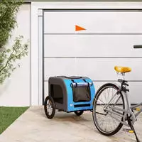 Fahrradanh&auml;nger Hunde Blau Und Grau Oxford-gewebe Und Eisen - Vidaxl