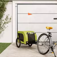 vidaXL Fahrradanh&auml;nger Hunde Gr&uuml;n und Schwarz Oxford-Gewebe & Eisen