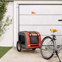 vidaXL Fahrradanh&auml;nger Hunde Orange und Grau Oxford-Gewebe & Eisen