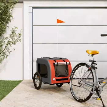 vidaXL Fahrradanh&auml;nger Hunde Orange und Grau Oxford-Gewebe und Eisen (93830)