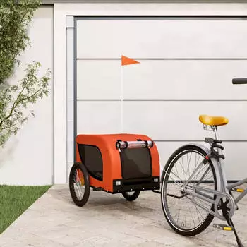 vidaXL Fahrradanhänger Hunde Orange und Schwarz Oxford-Gewebe & Eisen (94005)