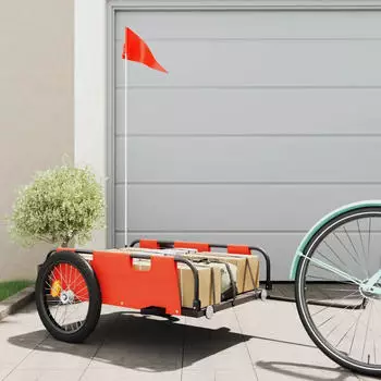 vidaXL Fahrradanhänger Orange Oxford-Gewebe und Eisen (94173)
