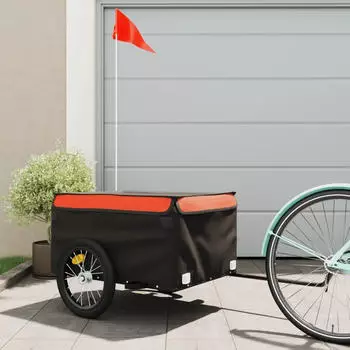 vidaXL Lastenanhänger Schwarz und Orange 45 kg Eisen (94082)