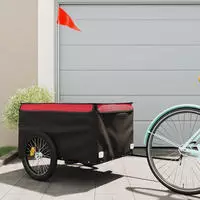 Fahrradanh&auml;nger Schwarz Und Rot 45 Kg Eisen - Vidaxl