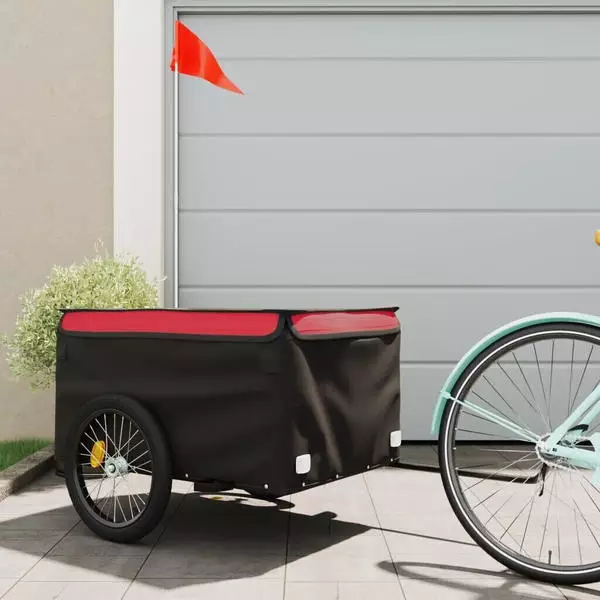 vidaXL Lastenanhänger Schwarz und Rot 45 kg Eisen (94090)
