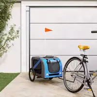 vidaXL Fahrradanh&auml;nger Hunde Blau und Grau Oxford-Gewebe und Eisen