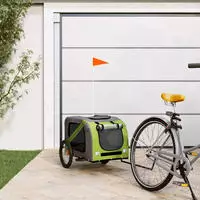 vidaXL Fahrradanh&auml;nger Hunde Gr&uuml;n und Grau Oxford-Gewebe und Eisen