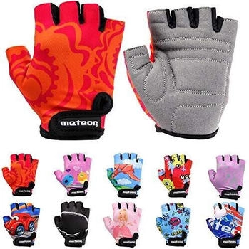 Meteor Kinder Fahrradhandschuhe Bike Gel BMX Handschuhe rot blume