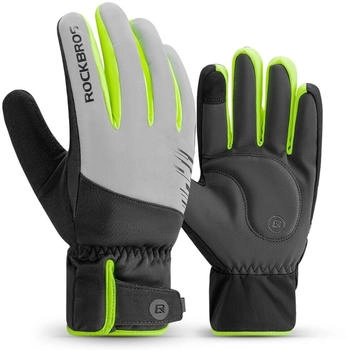 Rockbros Warm Fahrradhandschuhe reflektierend Vollfingerhandschuhe Touchscreen