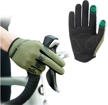 Rockbros Fahrradhandschuhe Vollerfinger Touchscreen grün schwarz