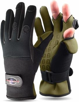 Normani Neopren-Anglerhandschuhe Catcher schwarz oliv