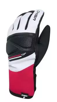 Chiba Snow Pro 2.0 wasserdichte Winter-Radhandschuhe weiß/rot