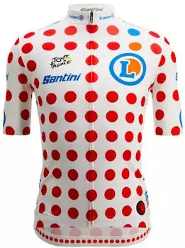 Santini Tour De France Polka Dot 2025 Kurzarm-Radtrikot (RE97175CTDFKOM-PO-L) weiß/rot