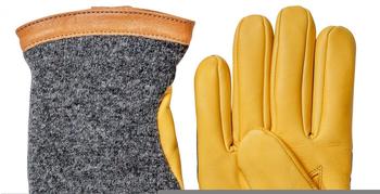 Hestra Deerskin Wool Tricot Glove (charcoal/nature yellow)
