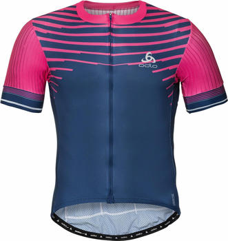 Odlo Stand-up Collar Short Sleeve Full Zip Zeroweight beetroot purple - estate blue
