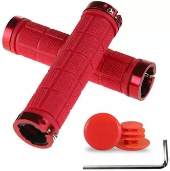 LuxusKollektion Lenkergriffe Anti-Rutsch Gummi MTB/BMX/Trekking mit Endkappen rot 128mm