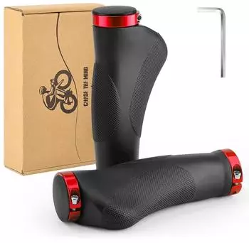 LuxusKollektion Ergonomische Fahrradgriffe Anti-Rutsch, stoßdämpfend, Gummi, 130mm, schwarz/rot