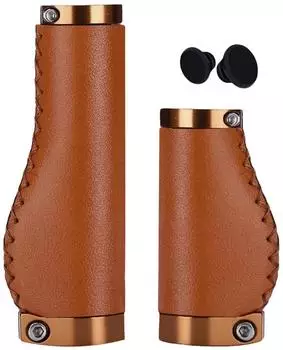 LuxusKollektion Fahrradgriffe ergonomisch, Leder, braun, 22mm (Doppelverschluss)