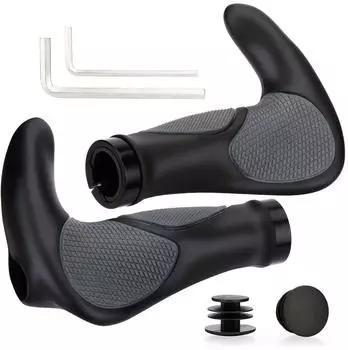 LuxusKollektion Ergonomische Fahrradgriffe, Gummi/Aluminium, rutschfest, 22mm