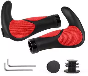 LuxusKollektion Fahrradgriffe ergonomisch mit Horn Lock-On 22mm, rot